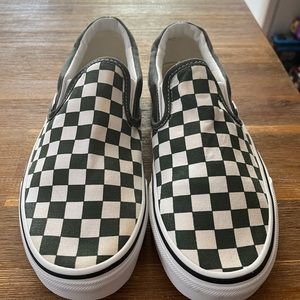 Checkerboard vans in green size W 8.5